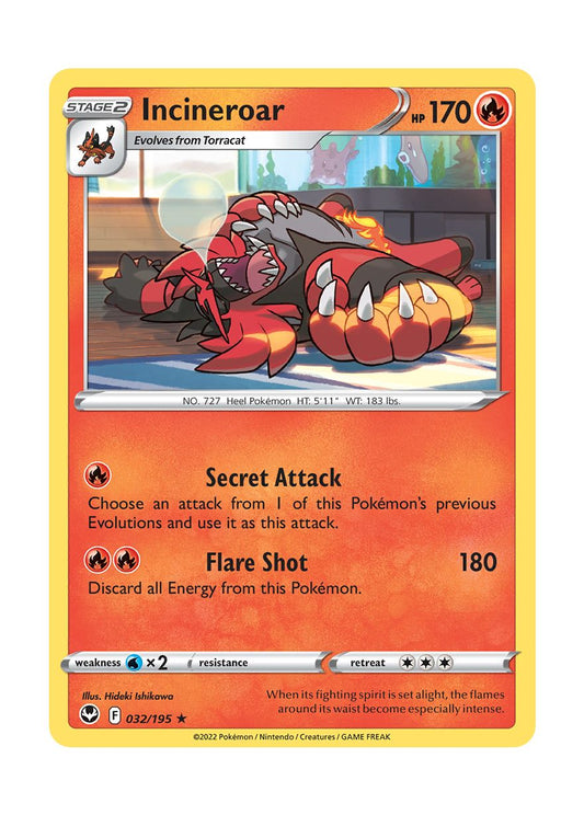 Incineroar - Reverse Holo (032/195) - Silver Tempest