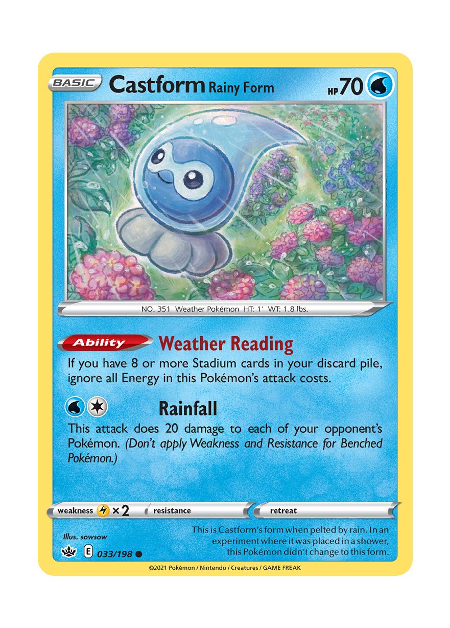Castform Rainy Form - Reverse Holo (033/198) - Chilling Reign