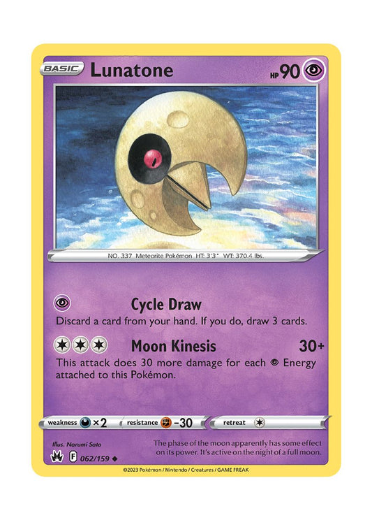 Lunatone - Reverse Holo (062/159) - Crown Zenith