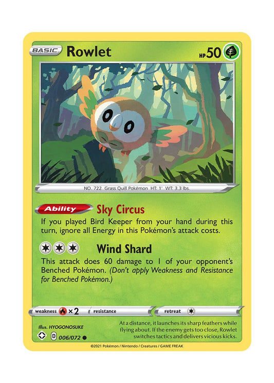 Rowlet - Reverse Holo (006/72) - Shining Fates