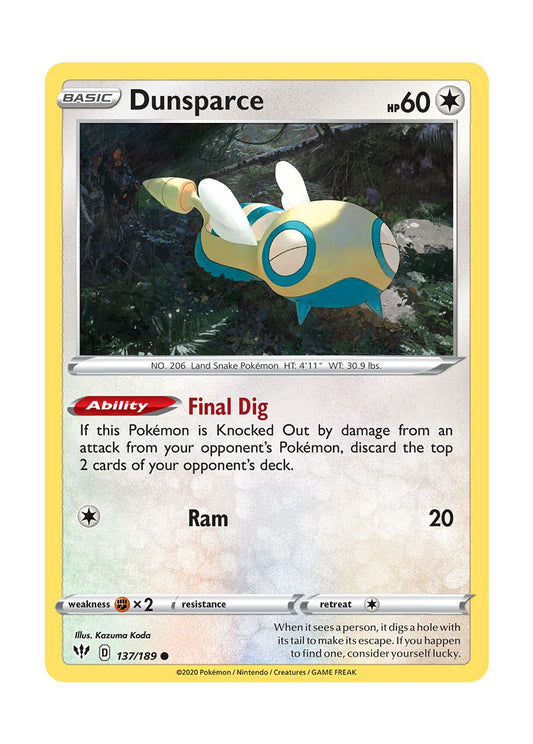 Dunsparce - Reverse Holo (137/189) - Darkness Ablaze
