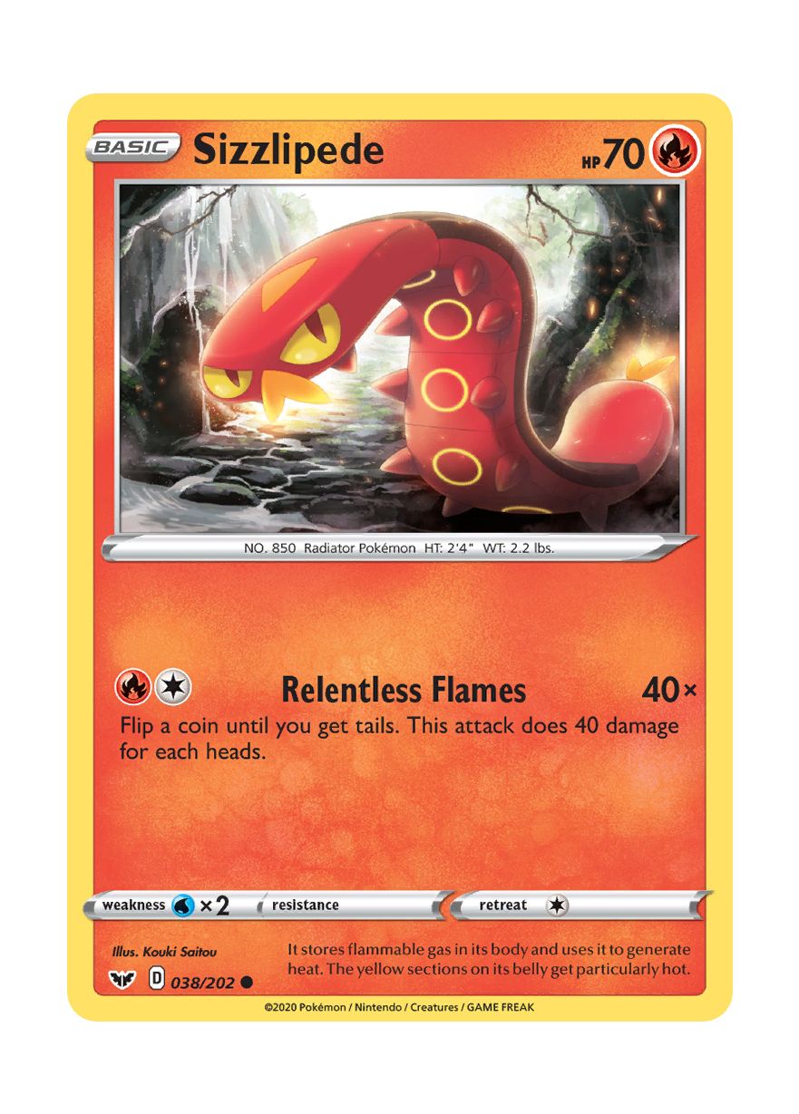 Sizzlipede - Reverse Holo (038/202) - Sword & Shield