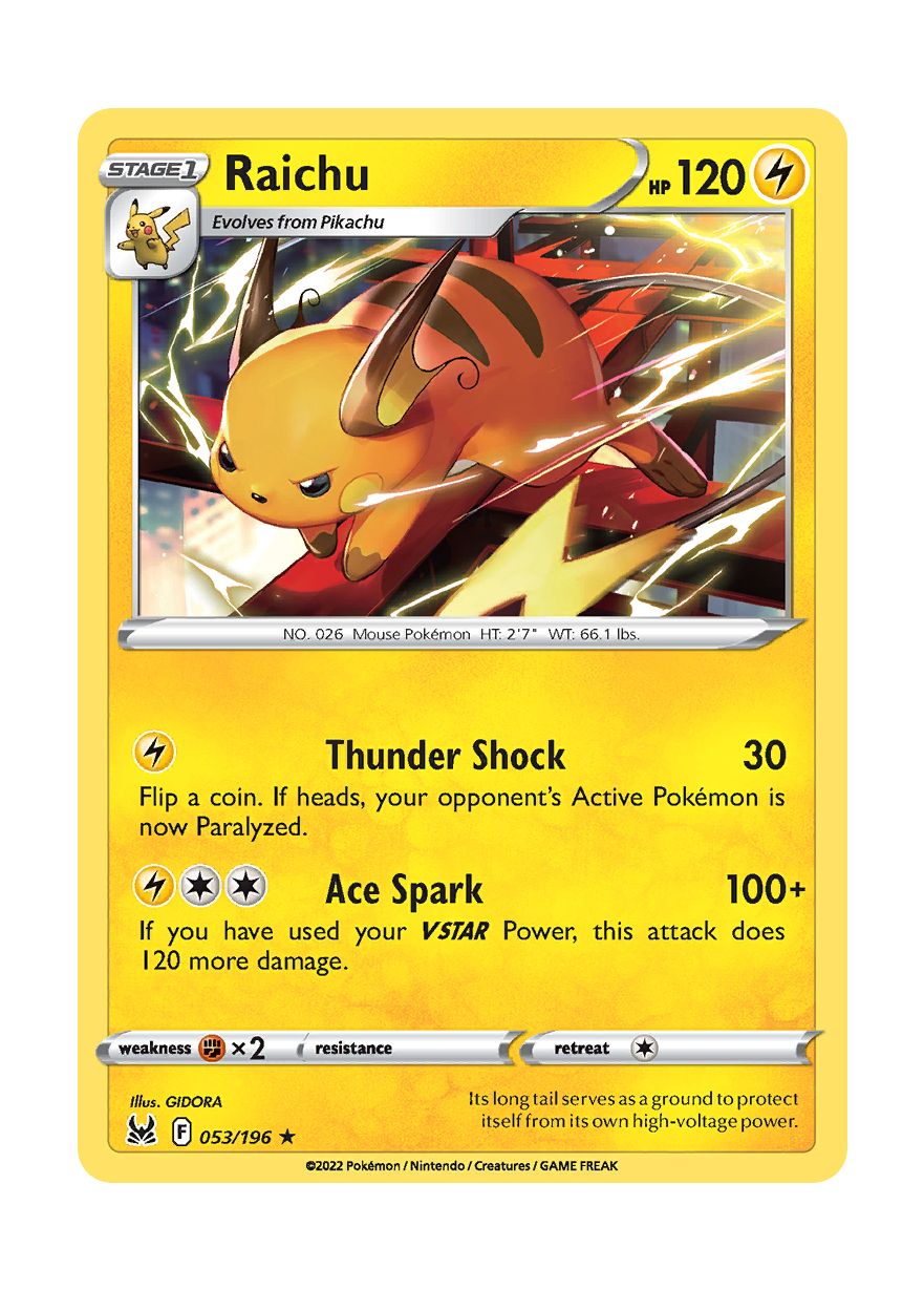 Raichu - Reverse Holo (053/196) - Lost Origin