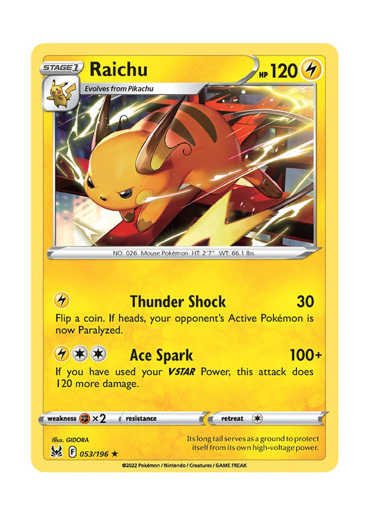 Raichu - Reverse Holo (053/196) - Lost Origin