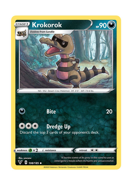 Krokorok - Reverse Holo (108/185) - Vivid Voltage