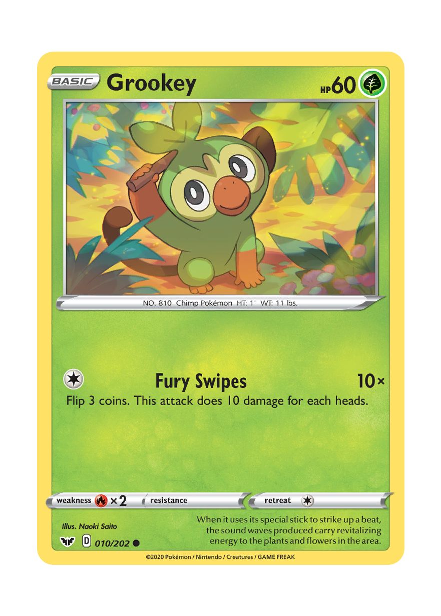 Grookey - Reverse Holo (010/202) - Sword & Shield