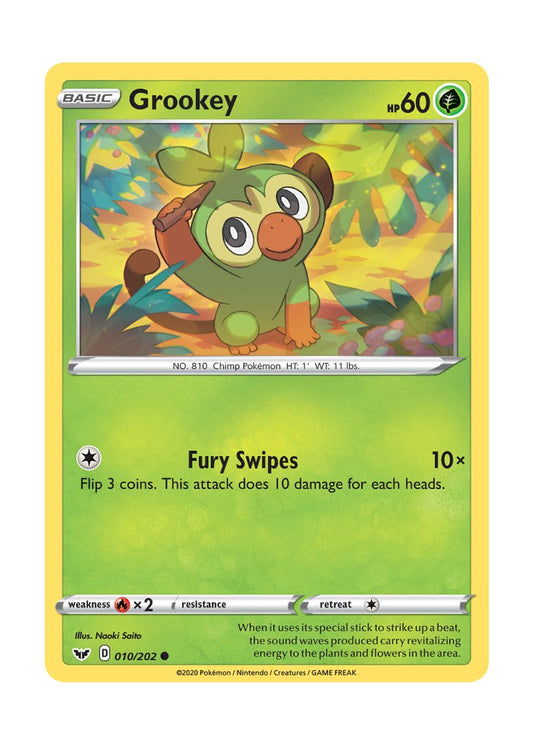 Grookey - Reverse Holo (010/202) - Sword & Shield
