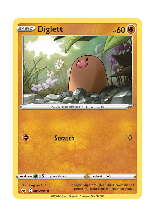 Diglett - Reverse Holo (092/202) - Sword & Shield
