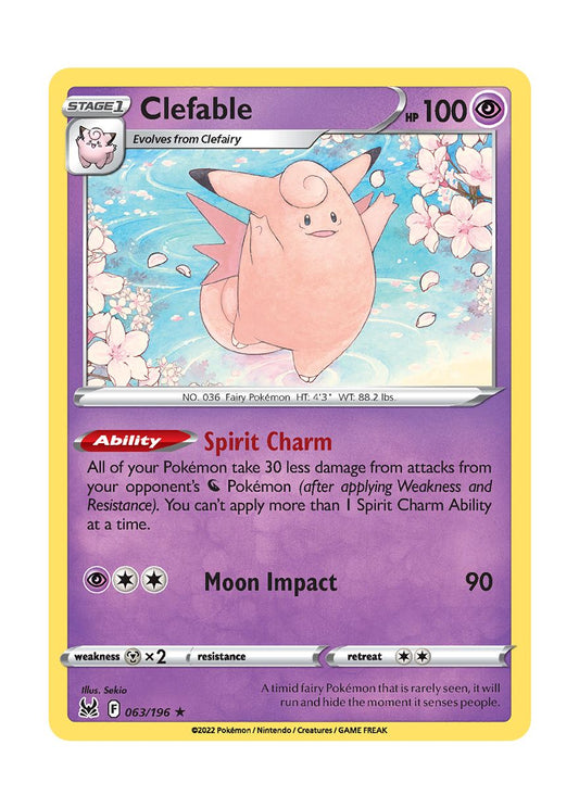 Clefable - Reverse Holo (063/196) - Lost Origin