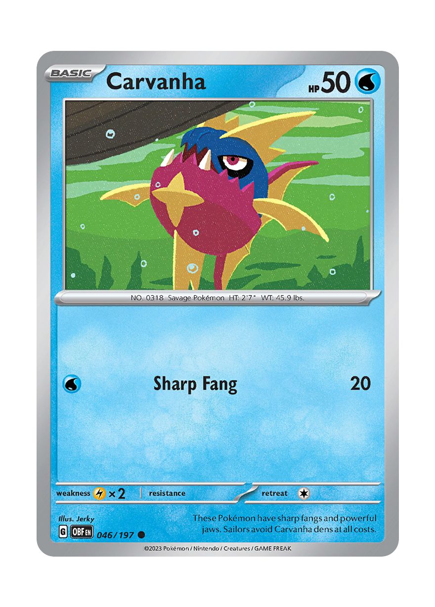Carvanha - Reverse Holo (046/197) - Obsidian Flames