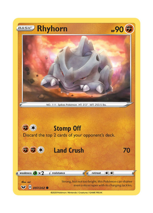 Rhyhorn - Reverse Holo (097/202) - Sword & Shield