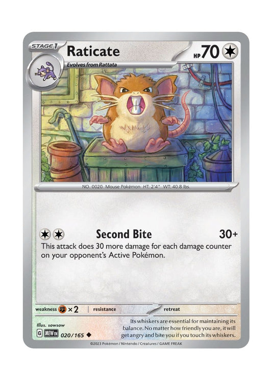 Raticate - Reverse Holo (020/165) - 151