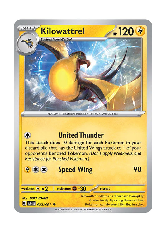 Kilowattrel - Reverse Holo (022/91) - Paldean Fates