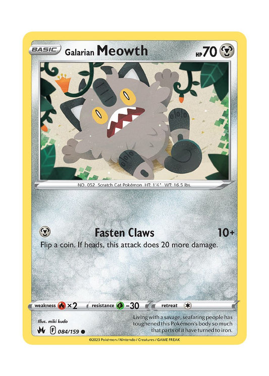 Galarian Meowth - Reverse Holo (084/159) - Crown Zenith