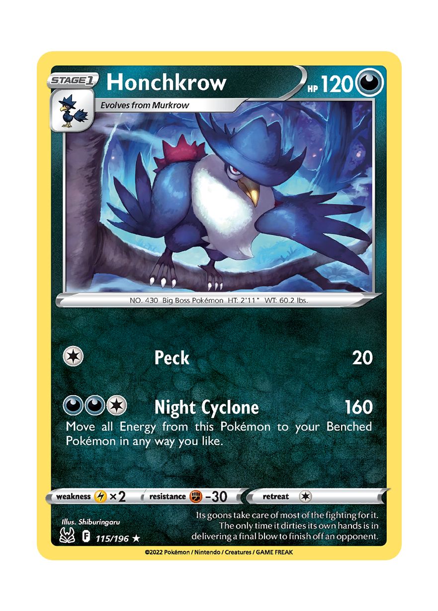Honchkrow - Reverse Holo (115/196) - Lost Origin