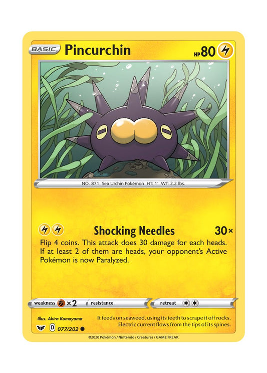 Pincurchin - Reverse Holo (077/202) - Sword & Shield