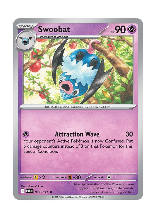 Swoobat - Reverse Holo (033/91) - Paldean Fates