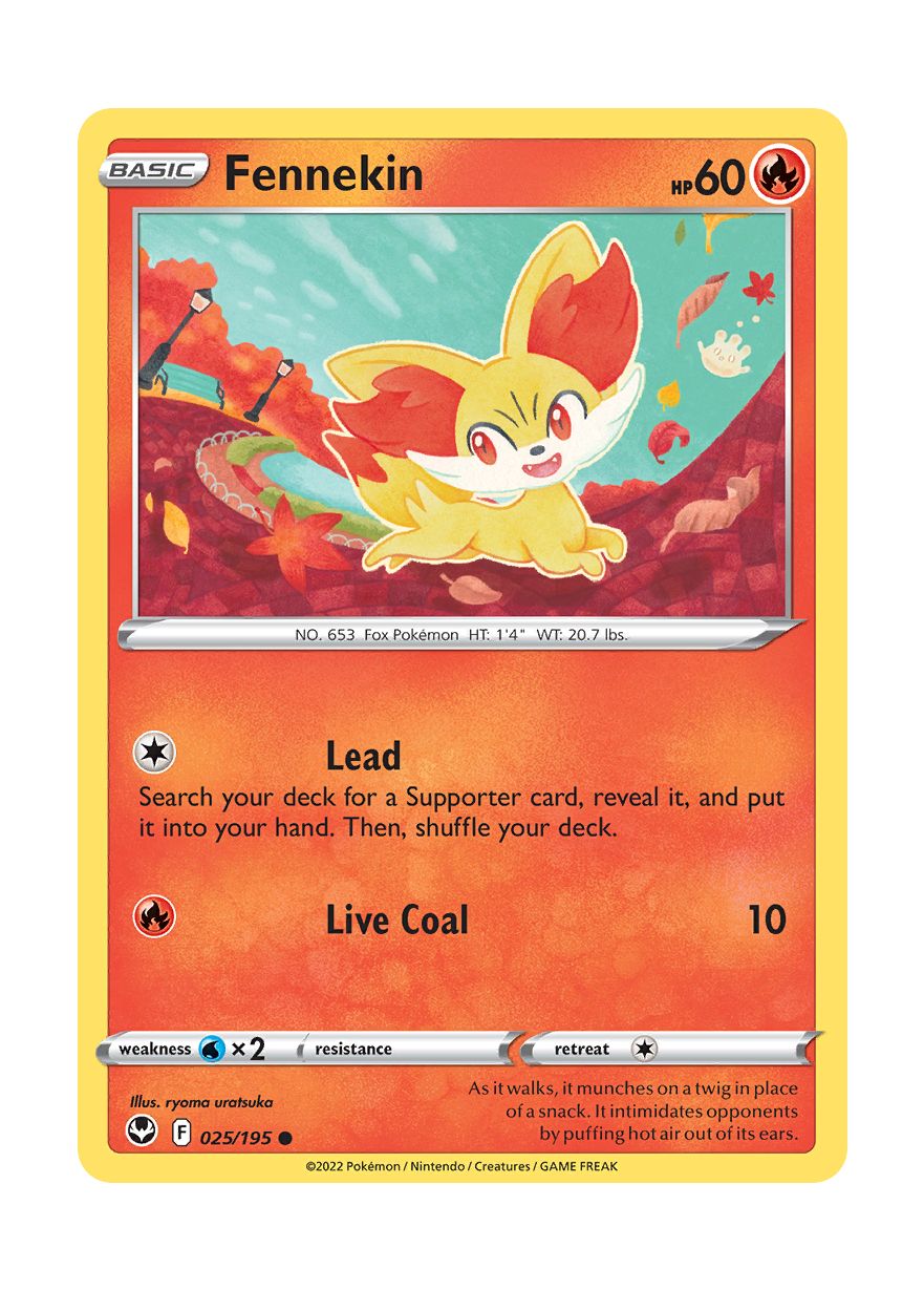 Fennekin - Reverse Holo (025/195) - Silver Tempest