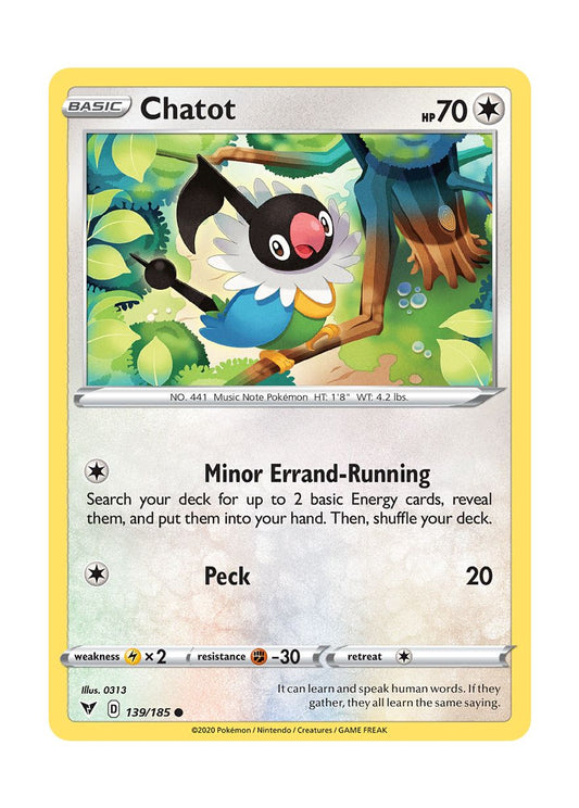 Chatot - Reverse Holo (139/185) - Vivid Voltage