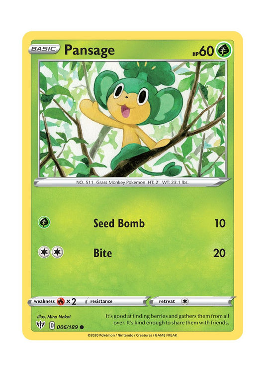 Pansage - Reverse Holo (006/189) - Darkness Ablaze
