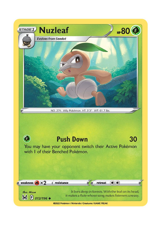 Nuzleaf - Reverse Holo (012/196) - Lost Origin