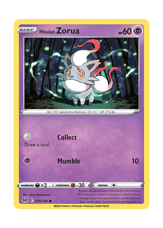 Hisuian Zorua - Reverse Holo (075/196) - Lost Origin