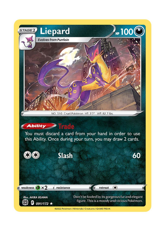 Liepard - Reverse Holo (091/172) - Brilliant Stars