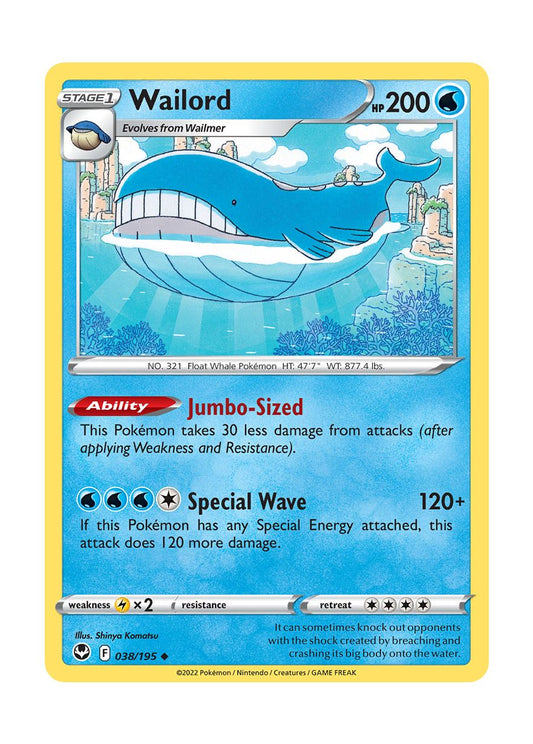 Wailord - Reverse Holo (038/195) - Silver Tempest