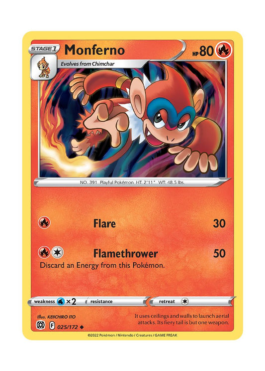 Monferno - Reverse Holo (025/172) - Brilliant Stars