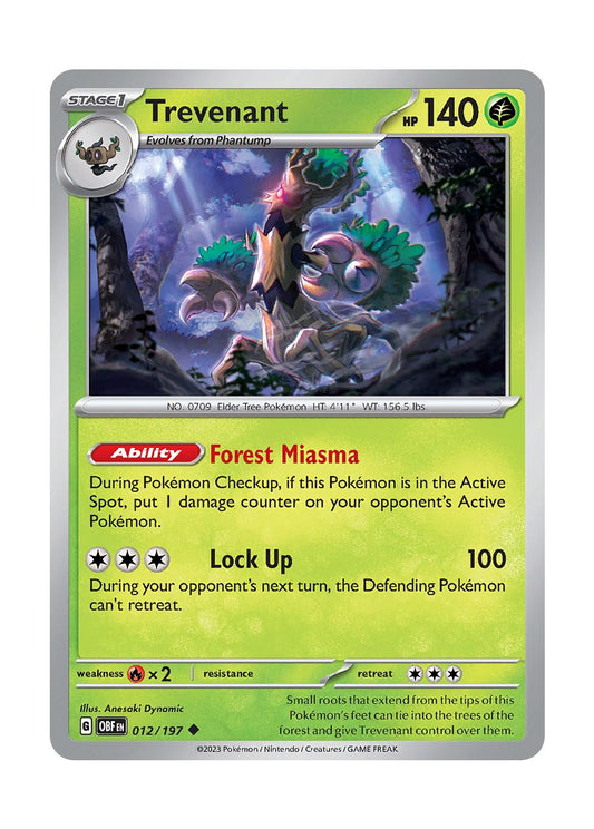 Trevenant - Reverse Holo (012/197) - Obsidian Flames
