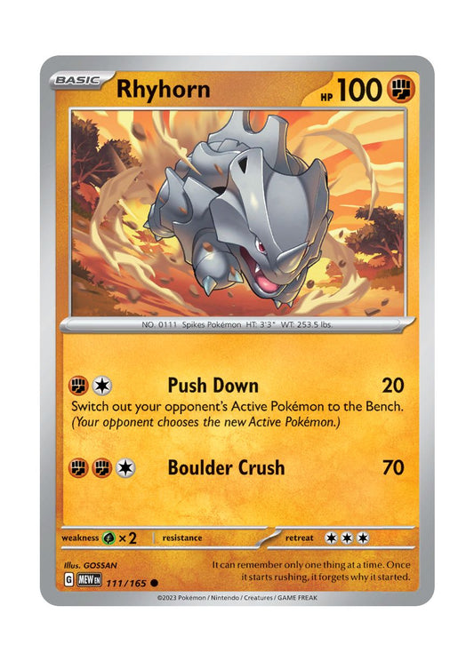 Rhyhorn - Reverse Holo (111/165) - 151