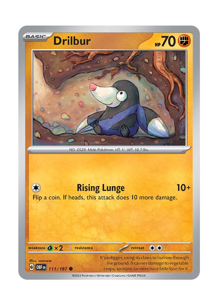 Drilbur - Reverse Holo (111/197) - Obsidian Flames