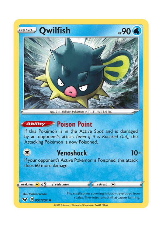 Qwilfish - Reverse Holo (051/202) - Sword & Shield