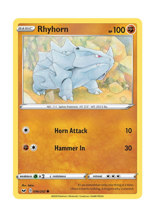 Rhyhorn - Reverse Holo (096/202) - Sword & Shield
