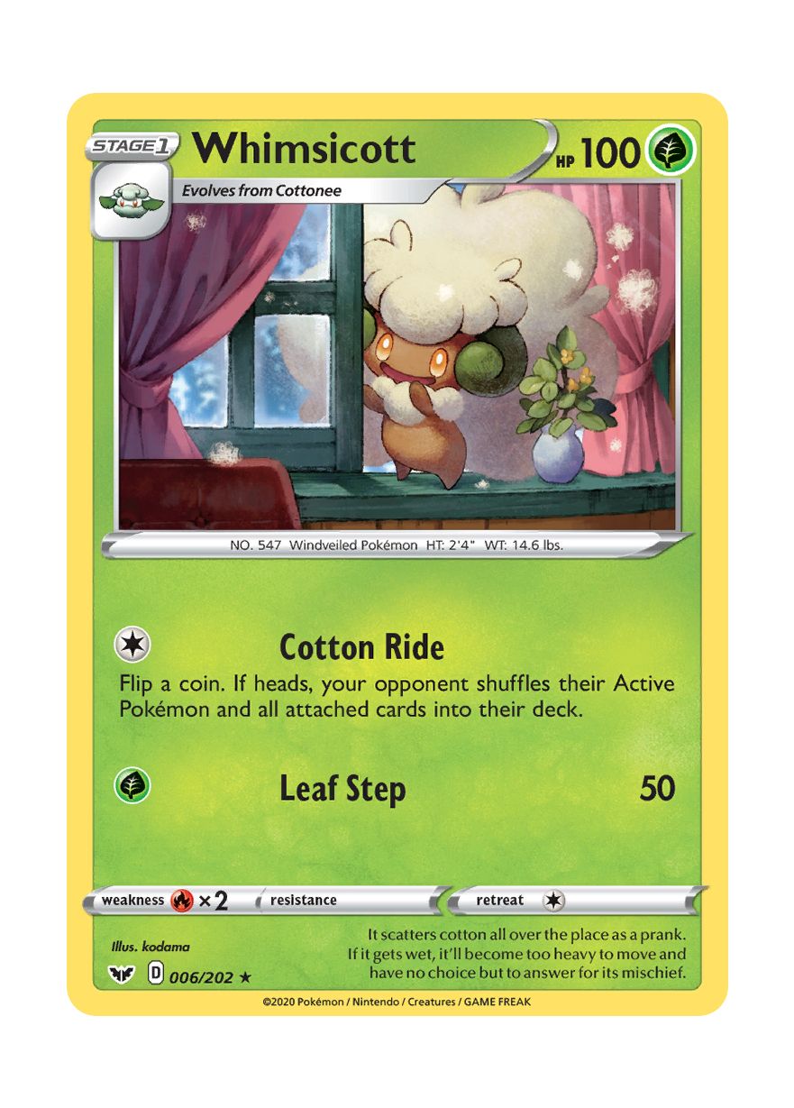 Whimsicott - Reverse Holo (006/202) - Sword & Shield