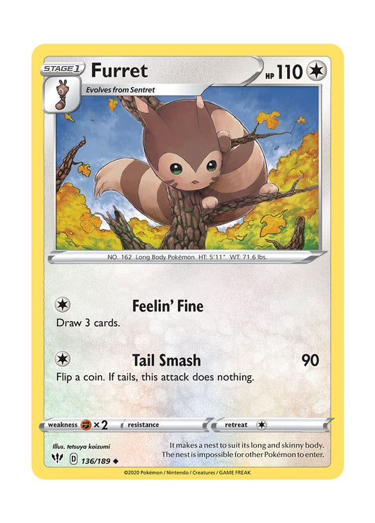 Furret - Reverse Holo (136/189) - Darkness Ablaze