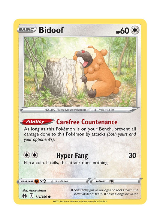 Bidoof - Reverse Holo (111/159) - Crown Zenith