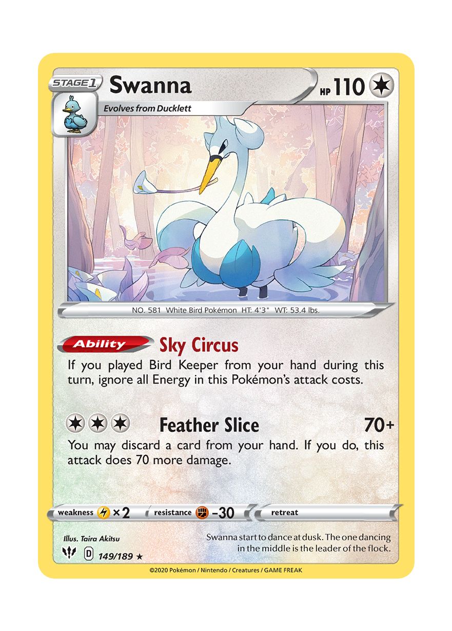 Swanna - Reverse Holo (149/189) - Darkness Ablaze