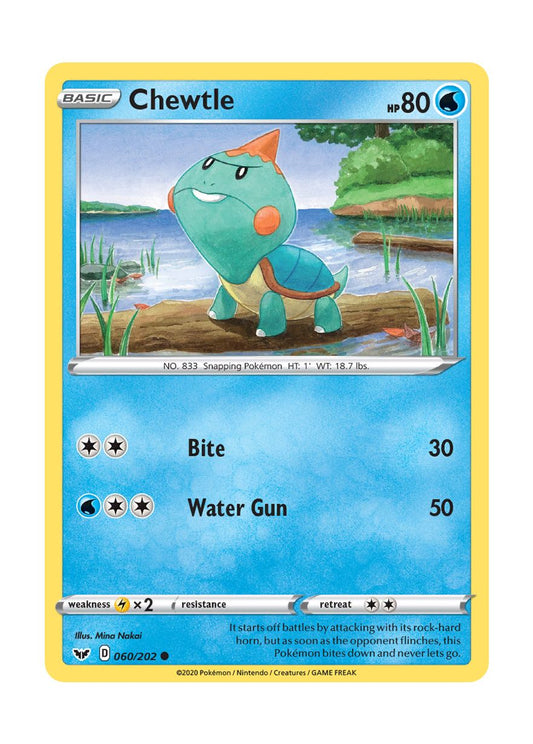 Chewtle - Reverse Holo (060/202) - Sword & Shield