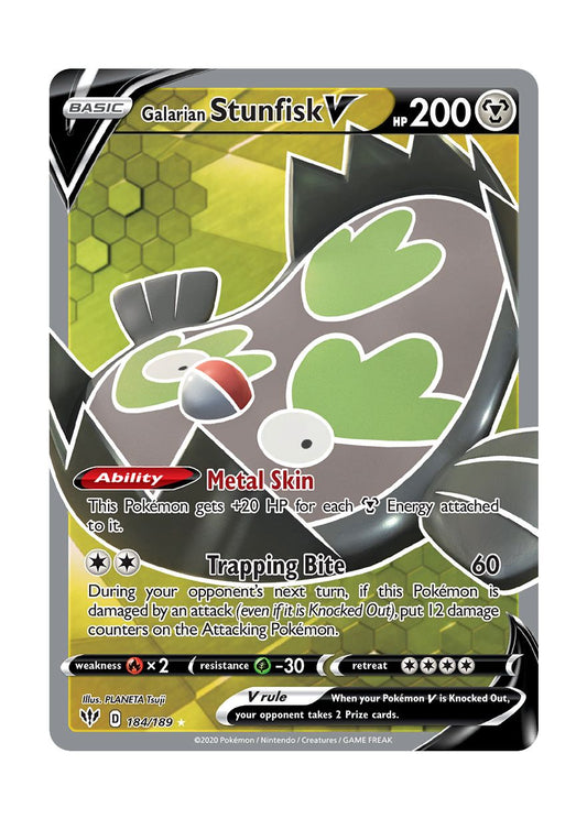 Galarian Stunfisk V (184/189) - Darkness Ablaze
