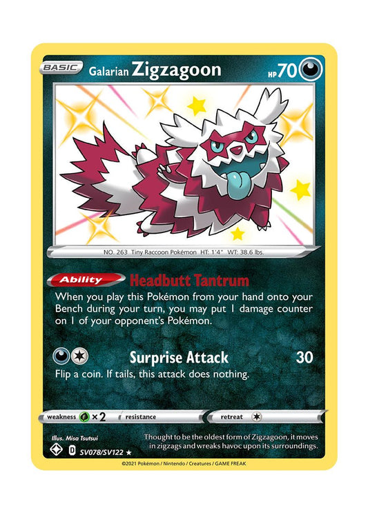 Galarian Zigzagoon (SV078/122) - Shiny Vault