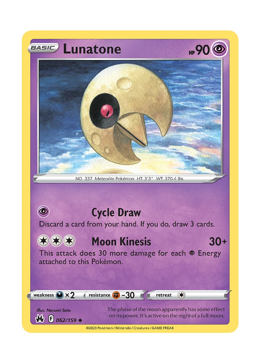 Lunatone - Reverse Holo (062/159) - Crown Zenith