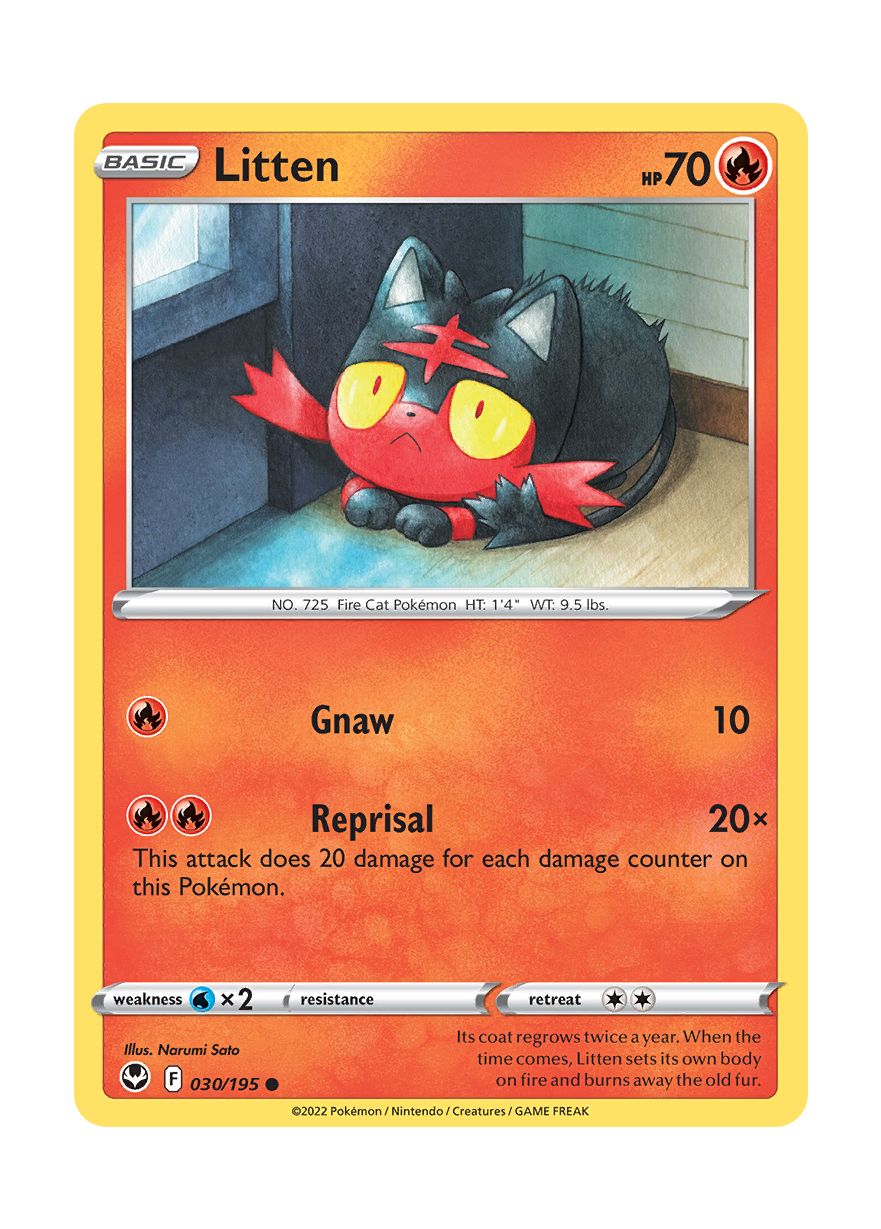 Litten - Reverse Holo (030/195) - Silver Tempest