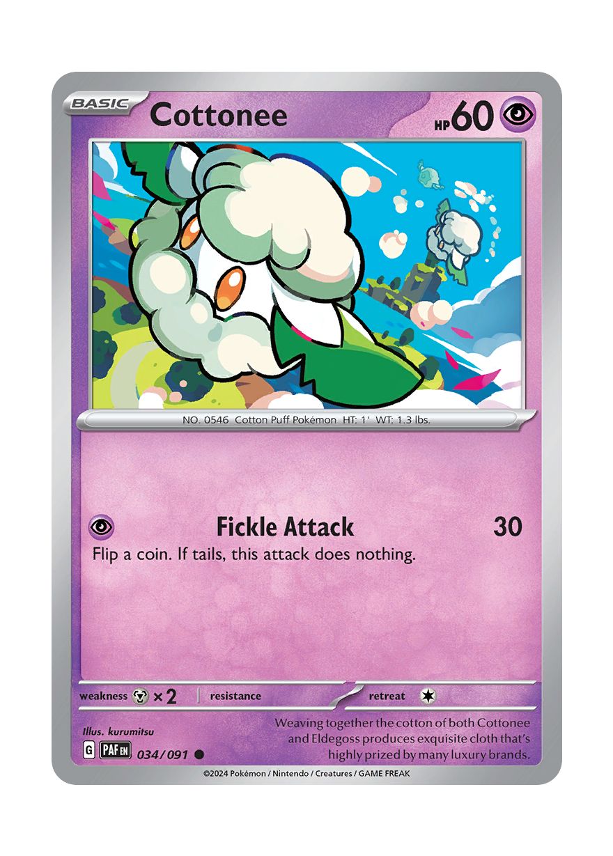 Cottonee - Reverse Holo (034/91) - Paldean Fates