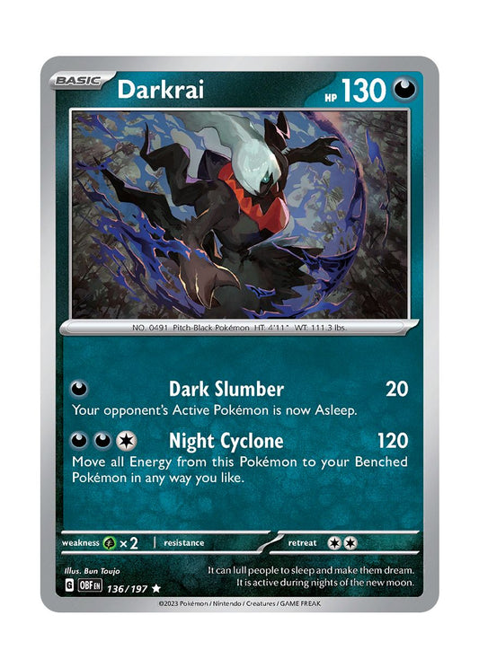 Darkrai - Reverse Holo (136/197) - Obsidian Flames