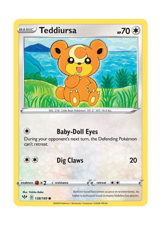 Teddiursa - Reverse Holo (138/189) - Darkness Ablaze
