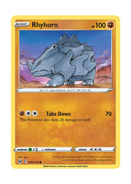 Rhyhorn - Reverse Holo (089/196) - Lost Origin