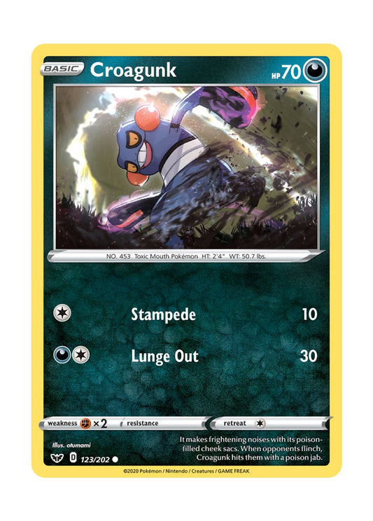 Croagunk - Reverse Holo (123/202) - Sword & Shield