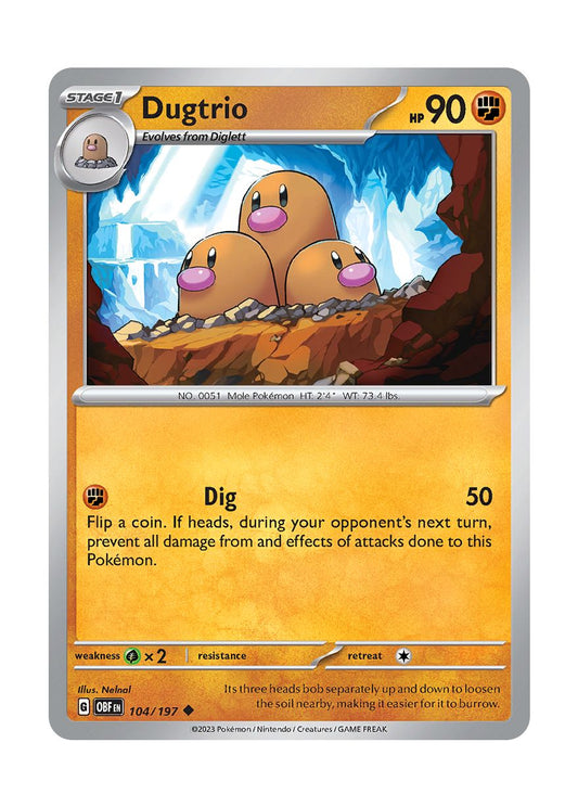 Dugtrio - Reverse Holo (104/197) - Obsidian Flames