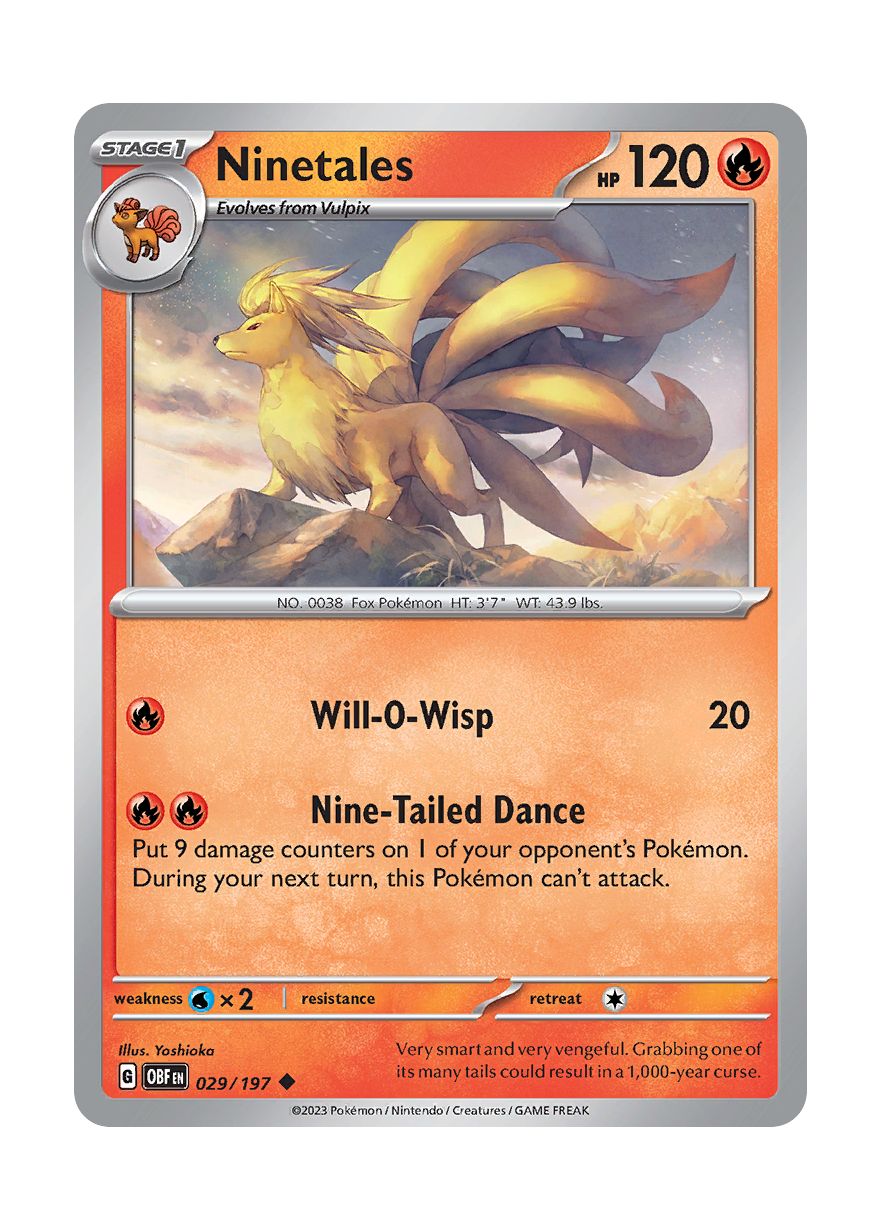 Ninetales - Reverse Holo (029/197) - Obsidian Flames